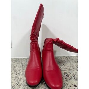 Tender Tootsies Red Slouchy Heeled Boots Women's 9.5W